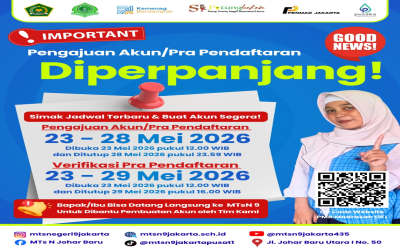 Perpanjangan Waktu Pengajuan Akun & Verifikasi PMBM MTs Negeri 9 Jakarta TA 2026/2027